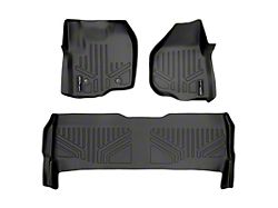 SmartLiner Smart Coverage Custom Fit Front and Rear Floor Liners; Black (11-16 F-250 Super Duty SuperCrew w/ Raised Left Corner on Driver Side, w/o Vinyl Flooring & Floor Shifter)