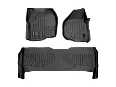 SmartLiner Smart Coverage Custom Fit Front and Rear Floor Liners; Black (11-16 F-250 Super Duty SuperCrew w/ Raised Left Corner on Driver Side, w/o Vinyl Flooring & Floor Shifter)