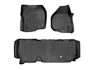 SmartLiner Smart Coverage Custom Fit Front and Rear Floor Liners; Black (12-16 F-250 Super Duty SuperCab w/ Raised Left Corner on Driver Side, w/o Vinyl Flooring & Floor Shifter)