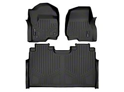 SmartLiner Smart Coverage Custom Fit Front and Rear Floor Liners; Black (17-26 F-350 Super Duty SuperCrew w/ Front Bucket Seats & w/o Floor Shifter, Under Seat Storage & Vinyl Flooring)