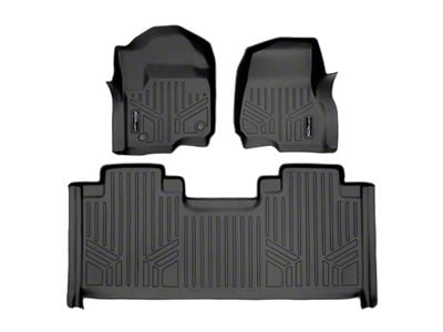 SmartLiner Smart Coverage Custom Fit Front and Rear Floor Liners; Black (17-26 F-350 Super Duty SuperCab w/ Front Bucket Seats & w/o Floor Shifter & Vinyl Flooring)
