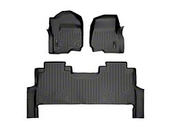 SmartLiner Smart Coverage Custom Fit Front and Rear Floor Liners; Black (17-26 F-350 Super Duty SuperCrew w/ Front Bench Seats & w/o Floor Shifter & Vinyl Flooring)