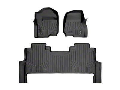 SmartLiner Smart Coverage Custom Fit Front and Rear Floor Liners; Black (17-26 F-350 Super Duty SuperCrew w/ Front Bench Seats & w/o Floor Shifter & Vinyl Flooring)