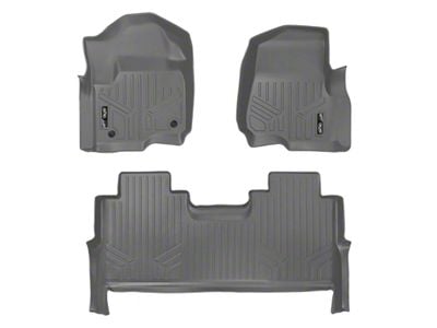 SmartLiner Smart Coverage Custom Fit Front and Rear Floor Liners; Gray (17-26 F-350 Super Duty SuperCrew w/ Front Bucket Seats & w/o Floor Shifter & Vinyl Flooring)