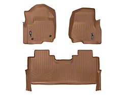 SmartLiner Smart Coverage Custom Fit Front and Rear Floor Liners; Tan (17-26 F-350 Super Duty SuperCrew w/ Front Bucket Seats & w/o Floor Shifter & Vinyl Flooring)