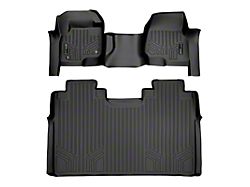 SmartLiner Smart Coverage Custom Fit Front Over the Hump and Rear Floor Liners; Black (17-26 F-350 Super Duty SuperCrew w/ Front Bench Seat & w/o Floor Shifter, Under Seat Rear Storage & Vinyl Flooring)