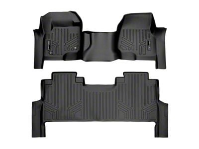SmartLiner Smart Coverage Custom Fit Front Over the Hump and Rear Floor Liners; Black (17-26 F-350 Super Duty SuperCrew w/ Front Bench Seat & w/o Floor Shifter & Vinyl Flooring)