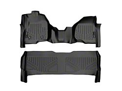 SmartLiner Smart Coverage Custom Fit Front Over the Hump and Rear Floor Liners; Black (11-16 F-350 Super Duty SuperCrew w/ Front Bench Seat & Raised Left Corner on Driver Side, w/o Floor Shifter & Vinyl Flooring)