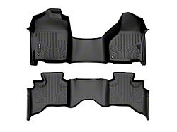 SmartLiner Smart Coverage Custom Fit Front Over the Hump and Rear Floor Liners; Black (13-18 RAM 1500 Quad Cab w/ Front Bench Seat & w/o Manual Floor 4x4 Shifter & Vinyl Floor)