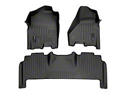 SmartLiner Smart Coverage Custom Fit Front and Rear Floor Liners; Black (12-18 RAM 2500 Mega Cab w/ Bench Seat, Carpeted Flooring & Dual Floor Hooks & w/o Manual Floor 4x4 Shifter)