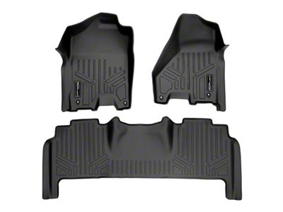 SmartLiner Smart Coverage Custom Fit Front and Rear Floor Liners; Black (12-18 RAM 2500 Mega Cab w/ Bench Seat, Carpeted Flooring & Dual Floor Hooks & w/o Manual Floor 4x4 Shifter)