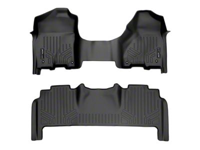 SmartLiner Smart Coverage Custom Fit Front Over the Hump and Rear Floor Liners; Black (12-18 RAM 3500 Mega Cab w/ Bench Seat, Carpeted Flooring & Dual Floor Hooks & w/o Manual Floor 4x4 Shifter)