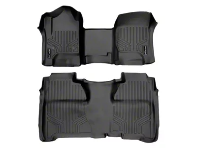 SmartLiner Smart Coverage Custom Fit Front Over the Hump and Rear Floor Liners; Under Rear Seat Coverage; Black (14-18 Sierra 1500 Crew Cab w/o Center Console, Floor Shifter & Vinyl Flooring)