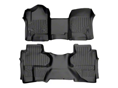 SmartLiner Smart Coverage Custom Fit Front Over the Hump and Rear Floor Liners; Black (14-18 Sierra 1500 Double Cab w/o Center Console, Floor Shifter & Vinyl Flooring)