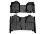 SmartLiner Smart Coverage Custom Fit Front Over the Hump and Rear Floor Liners; Black (07-13 Sierra 1500 Crew Cab w/ Front Bench Seats & w/o Floor Shifter & Vinyl Flooring)