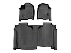 SmartLiner Smart Coverage Custom Fit Front and Rear Floor Liners; Black (19-26 Sierra 1500 Crew Cab w/ Bucket Seats & Rear Under Seat Storage & w/o Vinyl Flooring)
