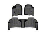 SmartLiner Smart Coverage Custom Fit Front and Rear Floor Liners; Black (19-26 Sierra 1500 Double Cab w/ Bucket Seats & Rear Under Seat Storage & w/o Vinyl Flooring)