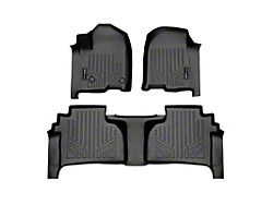 SmartLiner Smart Coverage Custom Fit Front and Rear Floor Liners; Black (19-26 Sierra 1500 Double Cab w/ Bucket Seats & Rear Under Seat Storage & w/o Vinyl Flooring)