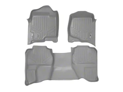 SmartLiner Smart Coverage Custom Fit Front and Rear Floor Liners; Gray (07-13 Sierra 1500 Extended Cab w/o Floor Shifter & Vinyl Flooring, Excluding Hybrid)