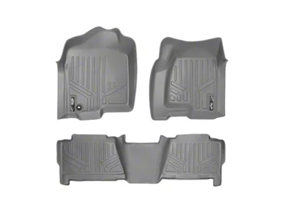 SmartLiner Smart Coverage Custom Fit Front and Rear Floor Liners; Gray (04-06 Sierra 1500 Crew Cab w/o Floor Shifter & Vinyl Flooring)