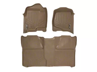 SmartLiner Smart Coverage Custom Fit Front and Rear Floor Liners; Tan (07-13 Sierra 1500 Crew Cab w/o Floor Shifter & Vinyl Flooring, Excluding Hybrid)