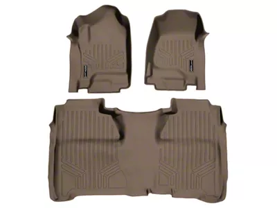 SmartLiner Smart Coverage Custom Fit Front and Rear Floor Liners; Under Rear Seat Coverage; Tan (14-18 Sierra 1500 Crew Cab w/o Floor Shifter & Vinyl Flooring)