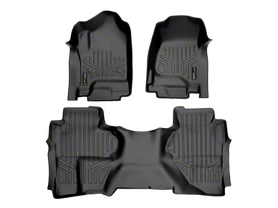 SmartLiner Smart Coverage Custom Fit Front and Rear Floor Liners; Black (15-19 Sierra 2500 HD Double Cab w/o Floor Shifter & Vinyl Flooring)