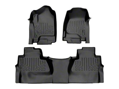 SmartLiner Smart Coverage Custom Fit Front and Rear Floor Liners; Black (15-19 Sierra 2500 HD Crew Cab w/o Floor Shifter & Vinyl Flooring)