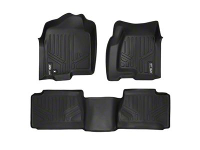 SmartLiner Smart Coverage Custom Fit Front and Rear Floor Liners; Black (01-06 Sierra 2500 HD Extended Cab w/o Floor Shifter & Vinyl Flooring)
