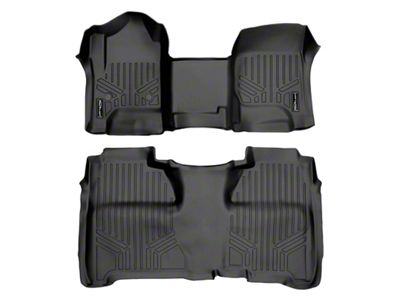 SmartLiner Smart Coverage Custom Fit Front Over the Hump and Rear Floor Liners; Under Rear Seat Coverage; Black (15-19 Sierra 2500 HD Crew Cab w/o Center Console, Floor Shifter & Vinyl Flooring)