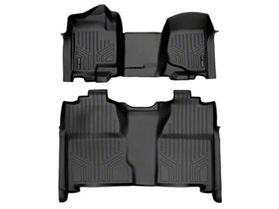 SmartLiner Smart Coverage Custom Fit Front Over the Hump and Rear Floor Liners; Black (07-14 Sierra 2500 HD Crew Cab w/ Front Bench Seats & w/o Floor Shifter & Vinyl Flooring)