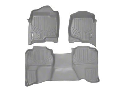 SmartLiner Smart Coverage Custom Fit Front and Rear Floor Liners; Gray (07-14 Sierra 2500 HD Extended Cab w/o Floor Shifter & Vinyl Flooring)