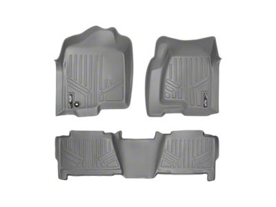 SmartLiner Smart Coverage Custom Fit Front and Rear Floor Liners; Gray (01-06 Sierra 2500 HD Crew Cab w/o Floor Shifter & Vinyl Flooring)