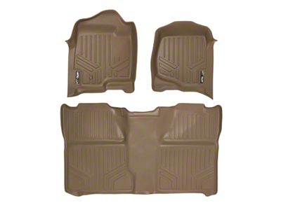 SmartLiner Smart Coverage Custom Fit Front and Rear Floor Liners; Tan (07-14 Sierra 2500 HD Crew Cab w/o Floor Shifter & Vinyl Flooring)