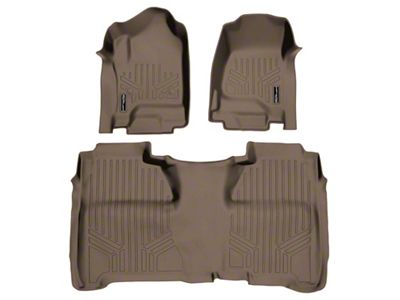 SmartLiner Smart Coverage Custom Fit Front and Rear Floor Liners; Under Rear Seat Coverage; Tan (15-19 Sierra 2500 HD Crew Cab w/o Floor Shifter & Vinyl Flooring)