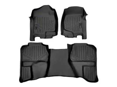 SmartLiner Smart Coverage Custom Fit Front and Rear Floor Liners; Black (07-13 Silverado 1500 Extended Cab w/o Floor Shifter & Vinyl Flooring, Excluding Hybrid)