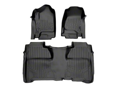 SmartLiner Smart Coverage Custom Fit Front and Rear Floor Liners; Under Rear Seat Coverage; Black (14-18 Silverado 1500 Crew Cab w/o Floor Shifter & Vinyl Flooring)