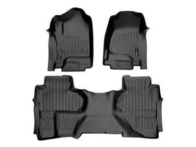 SmartLiner Smart Coverage Custom Fit Front and Rear Floor Liners; Black (14-18 Silverado 1500 Double Cab w/o Floor Shifter & Vinyl Flooring)