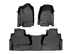 SmartLiner Smart Coverage Custom Fit Front and Rear Floor Liners; Black (14-18 Silverado 1500 Crew Cab w/o Floor Shifter & Vinyl Flooring)