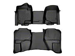 SmartLiner Smart Coverage Custom Fit Front Over the Hump and Rear Floor Liners; Black (07-13 Silverado 1500 Extended Cab w/ Front Bench Seats & w/o Floor Shifter & Vinyl Flooring)