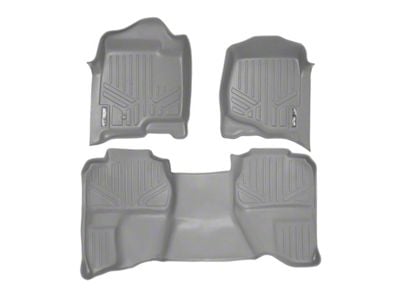 SmartLiner Smart Coverage Custom Fit Front and Rear Floor Liners; Gray (07-13 Silverado 1500 Extended Cab w/o Floor Shifter & Vinyl Flooring, Excluding Hybrid)