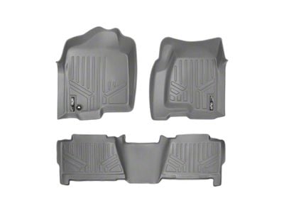 SmartLiner Smart Coverage Custom Fit Front and Rear Floor Liners; Gray (04-06 Silverado 1500 Crew Cab w/o Floor Shifter & Vinyl Flooring)