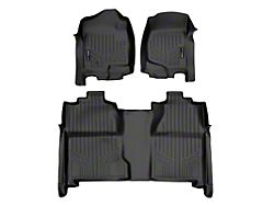 SmartLiner Smart Coverage Custom Fit Front and Rear Floor Liners; Black (07-14 Silverado 2500 HD Crew Cab w/o Floor Shifter & Vinyl Flooring)