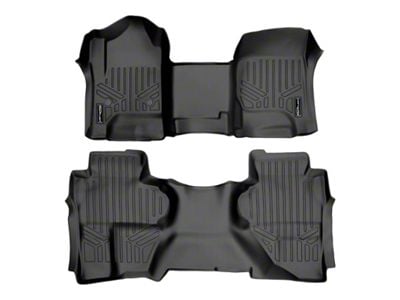 SmartLiner Smart Coverage Custom Fit Front Over the Hump and Rear Floor Liners; Black (15-19 Silverado 2500 HD Double Cab w/o Center Console, Floor Shifter & Vinyl Flooring)