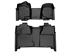 SmartLiner Smart Coverage Custom Fit Front Over the Hump and Rear Floor Liners; Black (07-14 Silverado 2500 HD Crew Cab w/ Front Bench Seats & w/o Floor Shifter & Vinyl Flooring)