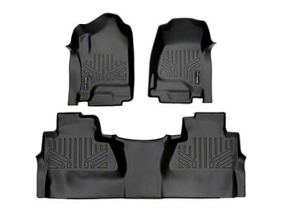 SmartLiner Smart Coverage Custom Fit Front and Rear Floor Liners; Black (15-19 Silverado 3500 HD Crew Cab w/o Floor Shifter & Vinyl Flooring)