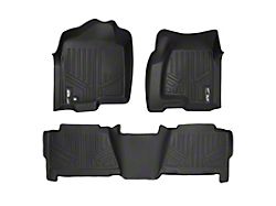 SmartLiner Smart Coverage Custom Fit Front and Rear Floor Liners; Black (01-06 Silverado 3500 HD Crew Cab w/o Floor Shifter & Vinyl Flooring)