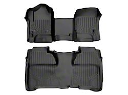 SmartLiner Smart Coverage Custom Fit Front Over the Hump and Rear Floor Liners; Under Rear Seat Coverage; Black (15-19 Silverado 3500 HD Crew Cab w/o Center Console, Floor Shifter & Vinyl Flooring)