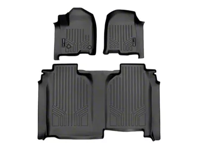 SmartLiner Smart Coverage Custom Fit Front and Rear Floor Liners; Black (20-26 Silverado 3500 HD Crew Cab w/ Bucket Seats & Rear Under Seat Storage, w/o Vinyl Flooring)