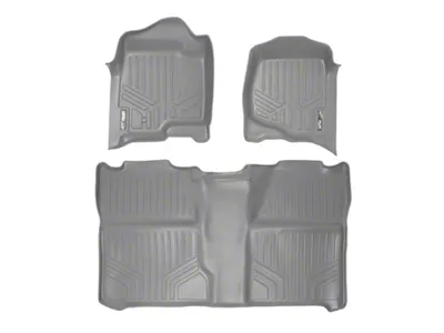 SmartLiner Smart Coverage Custom Fit Front and Rear Floor Liners; Gray (07-14 Silverado 3500 HD Crew Cab w/o Floor Shifter & Vinyl Flooring)